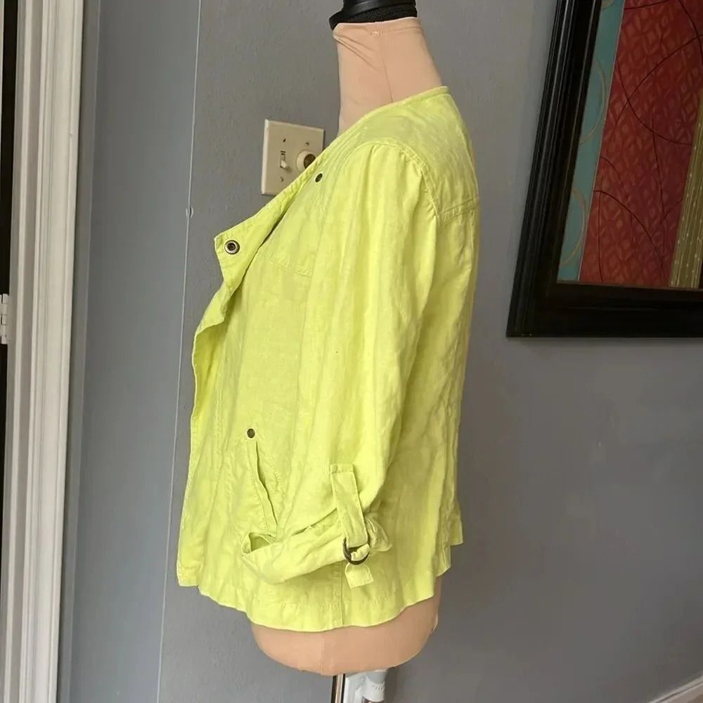 Drape Front Linen Jacket - Picture 4 of 9